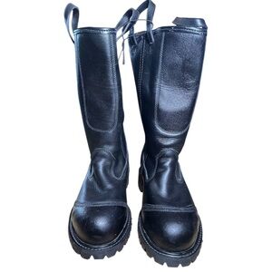 Black Leather Knee-High Boots